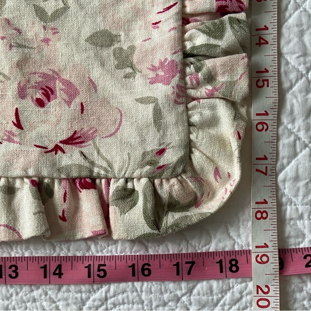 Simply Shabby Chic Rosalie Linen Blend Floral Roses Pillow Cover Pair Cream Pink - Picture 14 of 16